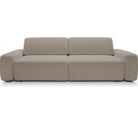 DomoHome Canapé 4 places, Autoportant, Tiroir de lit, Rembourrage en mousse PUR, Remplissage en silicone, Tissu Raven, Fonction sommeil : 120x200cm, Taille : 257x82x105cm, Cappucino