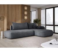 DomoHome Canapé d'angle BABU avec fonction lit - Canapé convertible moderne pour le salon en tissu CLOUD Taille : 300x105x60cm, Côté droit Couleur : Gris