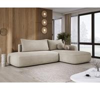 DomoHome Canapé d'angle BABU avec fonction lit - Canapé convertible moderne pour le salon en tissu CLOUD Taille : 300x105x60cm, Côté droit Couleur : Beige