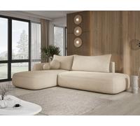 DomoHome Canapé d'angle BABU avec fonction lit - Canapé convertible moderne pour le salon en tissu NOW OR NEVER Taille : 300x105x60cm, Côté gauche Couleur : BEIGE