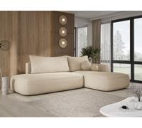 DomoHome Canapé d'angle BABU avec fonction lit - Canapé convertible moderne pour le salon en tissu NOW OR NEVER Taille : 300x105x60cm, Côté droit Couleur : BEIGE