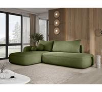DomoHome Canapé d'angle BABU avec fonction lit - Canapé convertible moderne pour le salon en tissu NOW OR NEVER Taille : 300x105x60cm, Côté gauche Couleur : ORANGE