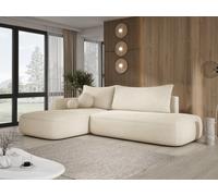 DomoHome Canapé d'angle BABU avec fonction lit - Canapé convertible moderne pour le salon en tissu NOW OR NEVER Taille : 300x105x60cm, Côté gauche Couleur : BEIGE