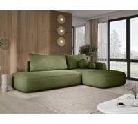 DomoHome Canapé d'angle BABU avec fonction lit - Canapé convertible moderne pour le salon en tissu NOW OR NEVER Taille : 300x105x60cm, Côté droit Couleur : ORANGE