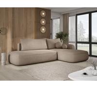 DomoHome Canapé d'angle BABU avec fonction lit - Canapé convertible moderne pour le salon en tissu NOW OR NEVER taille : 300x105x60cm, côté droit couleur : VERT