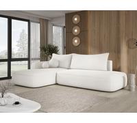 DomoHome Canapé d'angle BABU avec fonction lit - Canapé convertible moderne pour le salon en tissu NOW OR NEVER Taille : 300x105x60cm, Côté gauche Couleur : BLANC