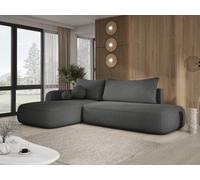 DomoHome Canapé d'angle BABU avec fonction lit - Canapé convertible moderne pour le salon, fonctionnel en tissu NOW OR NEVER Taille : 300x105x60cm, Côté gauche Couleur : NOIR