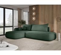 DomoHome Canapé d'angle BABU avec fonction lit - Canapé convertible moderne pour le salon, fonctionnel en tissu NOW OR NEVER Taille : 300x105x60cm, Côté gauche Couleur : VERT