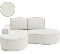 DomoHome Canapé d'angle MOLLY Sans fonction de couchage - Semi-circulaire, Tissu Abriamo Bouclé, Avec coussins de dossier amovibles, Housse Bouclé douce, 210x157x88 cm, Côté gaucheBlanc