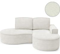 DomoHome Canapé d'angle MOLLY Sans fonction de couchage - Semi-circulaire, Tissu Abriamo Bouclé, Avec coussins de dossier amovibles, Housse Bouclé douce, 210x157x88 cm, Côté droitBlanc