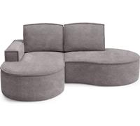 DomoHome Canapé d'angle MOLLY Sans fonction de couchage - Semi-circulaire, Tissu Abriamo Bouclé, Avec coussins de dossier amovibles, Housse Bouclé douce, 210x157x88 cm, Côté gaucheGris Soie