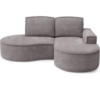 DomoHome Canapé d'angle MOLLY Sans fonction de couchage - Semi-circulaire, Tissu Abriamo Bouclé, Avec coussins de dossier amovibles, Housse Bouclé douce, 210x157x88 cm, Côté droitGris Soie