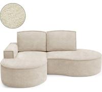 DomoHome Canapé d'angle MOLLY Sans fonction de couchage - Semi-circulaire, Tissu bouclé Abriamo, Avec coussins de dossier amovibles, Revêtement bouclé doux, 210x157x88 cm, Côté gaucheBeige
