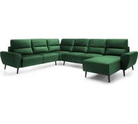 DomoHome Canapé d'angle rembourré BOSCO en forme de U, tissu monolithique, indépendant, avec appuie-tête réglables, canapé pour la famille, taille : 340x270x98cm, couleur : vert