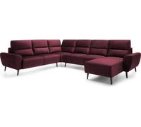 DomoHome Canapé d'angle rembourré BOSCO en forme de U, tissu monolithique, indépendant, avec appuie-tête réglables, canapé pour la famille, taille : 340x270x98cm, couleur : rouge bordeaux