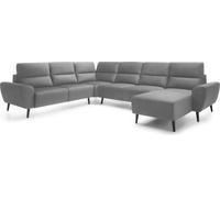 DomoHome Canapé d'angle rembourré BOSCO en forme de U, tissu monolithique, indépendant, avec appuie-tête réglables, canapé pour la famille, taille : 340x270x98cm, couleur : frêne