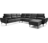 DomoHome Canapé d'angle rembourré BOSCO en forme de U, tissu monolithique, indépendant, avec appuie-tête réglables, canapé pour famille, taille : 340x270x98cm, couleur : gris