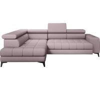 DomoHome Canapé d'angle Tollo Argent Tissu Anthologie Côté gauche 302x217x105 cm, Canapé en L avec fonction sommeil, Tiroir de lit 120x85x17 cm, Réglable électriquement
