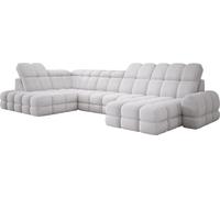 DomoHome Canapé d'angle Tollo Argent Tissu Anthologie Côté gauche 400x217x105 cm, Canapé en U avec fonction sommeil, Tiroir de lit 120x85x17 cm, Réglable électriquement