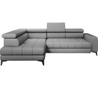 DomoHome Canapé d'angle Tollo Blanc Tissu Anthologie Côté droit 302x217x105 cm, Canapé en L avec fonction sommeil, Tiroir de lit 120x85x17 cm, Réglable électriquement