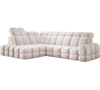 DomoHome Canapé d'angle Tollo Crème Tissu Salvador Côté gauche 302x217x105 cm, Canapé en L avec fonction sommeil, Tiroir de lit 120x85x17 cm, Réglable électriquement