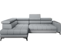 DomoHome Canapé d'angle Tollo Graphite Tissu Anthologie Côté gauche 302x217x105 cm, Canapé en L avec fonction sommeil, Tiroir de lit 120x85x17 cm, Réglage électrique