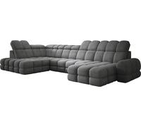 DomoHome Canapé d'angle Tollo Graphite Tissu Anthologie Côté gauche 400x217x105 cm, Canapé en forme de U avec fonction sommeil, Tiroir de lit 120x85x17 cm, Réglage électrique