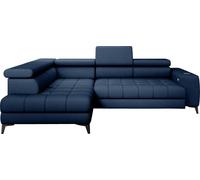 DomoHome Canapé d'angle Tollo Gris Tissu Anthologie Côté gauche 302x217x105 cm, Canapé en L avec fonction sommeil, Tiroir de lit 120x85x17 cm, Réglable électriquement