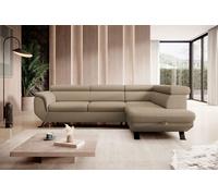 DomoHome CANAPE RAVEN L avec fonction sommeil et coffre de lit, Autoportant, Canapé rembourré avec appuie-tête réglables, 257x198x96 cm, Côté droit, Couleur : Cappucino
