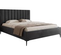 DomoHome Lit boxspring Lit idéal pour votre chambre à coucher Lit capitonné de luxe, Dimension : 160x200x40cm, Modèle : MonaSLIM III, Couleur : graphite
