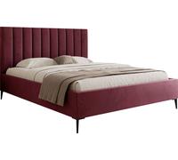 DomoHome Lit boxspring Lit idéal pour votre chambre à coucher Lit capitonné de luxe, Dimension : 180x200x40cm, Modèle : MonaSLIM III, Couleur : Bourgogne