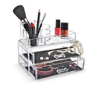 Domopak Living 8001410071897 Rangement pour Maquillages avec 2 Tiroir, polystyrène, Transparent, 11.5 x 18.8 x 15.7 cm