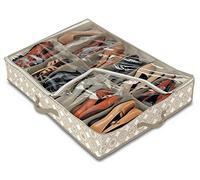 Domopak Living 8001410074294 Étui Chaussures 12 Compartiments Elle, Plastique, Blanc/Beige, 50 x 75 x 15 cm