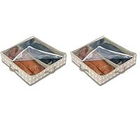 Domopak Living 8001410074300 Étui Bottes 2 Compartiments Elle, Plastique, Blanc/Beige, 50 x 60 x 12 cm (Lot de 2)