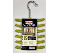 DOMOPAK - Lot de 2 cintres à cravates, antidérapant - 16 cm couleurs vert pomme et marron