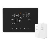 Domos - Thermostat sans fil intelligent WiFi pour chaudière et chauffage | Écran LED tactile, WiFi, programmable, contrôle à distance par application et voix. Couleur Noir