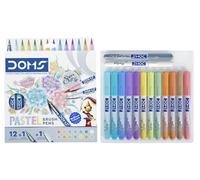 Doms Lot de 1 stylo pinceau à pointe super douce - 12 nuances pastel + 1 teinte argentée + 1 mélangeur - Idéal pour gribouillage, illustrations, calligraphie, artistes, étudiants et professionnels
