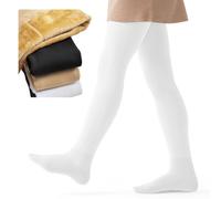 Domueay Collants épais pour filles, Thermiques d'hiver Opaque Collant avec pieds en polaire Décontractés Chauds Extensibles Leggings pour Performance danse école ballet, 2-4 ans, Blanc
