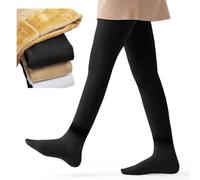 Domueay Collants épais pour filles, Thermiques d'hiver Opaque Collant avec pieds en polaire Décontractés Chauds Extensibles Leggings pour Performance danse école ballet, 4-6 ans, Noir
