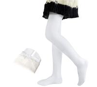 Domueay Collants Thermiques pour Filles épais et chauds, Doux et Extensibles Collant et Doublure Épais Opaque, Décontractés Hiver Leggings pour Performance danse école ballet, 8-10 ans, Blanc