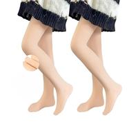 Domueay Filles Thermiques Collants Chauds, Lot de 2, Opaques Collant et Doublure Opaque, Enfants Classique Hiver Collants pour Performance danse école ballet, 2-4 ans, Couleur peau