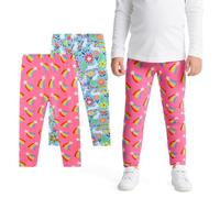 Domueay Leggings pour Fille, Coton Motifs Mignon Elastique Enfant Pantalons Longs, Lot de 2, Doux Confortable Collant Décontracté Filles Vêtements de Sport Danse Legging 4-5 Ans, Rouge Vert