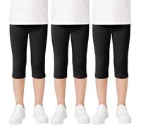 Domueay Leggings pour Filles 3/4 Coton Shorts Legging, Lot de 3, 6-13 Ans | Respirants Doux Confortables Extensibles Capri Pantalons, Enfants Été Vêtements Gymnastique Sport Scolaire Loisirs Cycliste