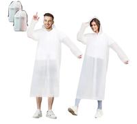 Domueay Poncho Pluie Imperméable 2 Pièces Réutilisable EVA Cape de Pluie avec Capuche Femme Homme Poncho de Pluie Adulte Leger Vetement de Pluie Respirante pour Festival Camping Randonnée, Blanc