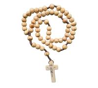 Domus Christi Rosario Collier en bois naturel clair | Croix en bois sans pièces métalliques | Chapelet catholique traditionnel pour prière et méditation | Idée Jubilé 2025 | Circonférence 50cm