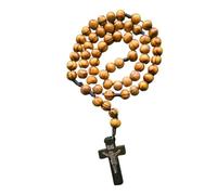 Domus Christi Rosario Collier en bois naturel foncé | Croix en bois, sans pièces métalliques | Chapelet catholique traditionnel pour prière et méditation | Idée pour jubilé 2025 | Diamètre de 50 cm, S