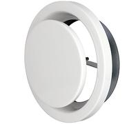 DOMUX Bouche d'aération ventilation réglable ronde Ø 160 mm DN160 + bague - Extraction - Acier inoxydable 304 anti-rouille pour conduit gaine VMC hotte extracteur - Plafond mur - Blanc thermolaqué