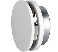 DOMUX Bouche d'aération ventilation réglable ronde + bague - Extraction & insufflation - Inox anti-rouille pour conduit gaine VMC hotte extracteur - Plafond Mur - Blanc thermolaqué - Ø 100 mm DN100