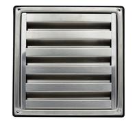 DOMUX Grille Aération Ventilation Inox 304 Anti-Rouille Ø100 mm - Lames Fixes Anti-Pluie + Grand Débit d'Air Optimisé - Hotte VMC Sèche-Linge - 148x148 mm DN100 - Garantie 5 Ans