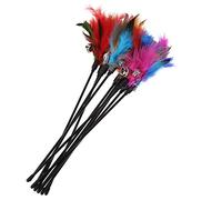 Domybest Jouet Interactif pour Chat - Bâton Coloré avec Plumes et Cloches - Lot de 5 Couleurs Aléatoires